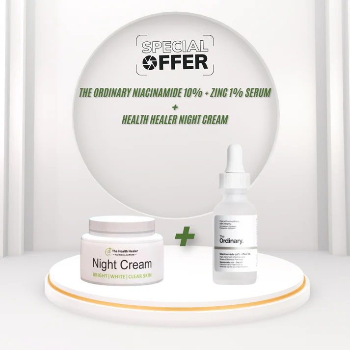 The Ordinary Niacinamide serum + The health healer night cream